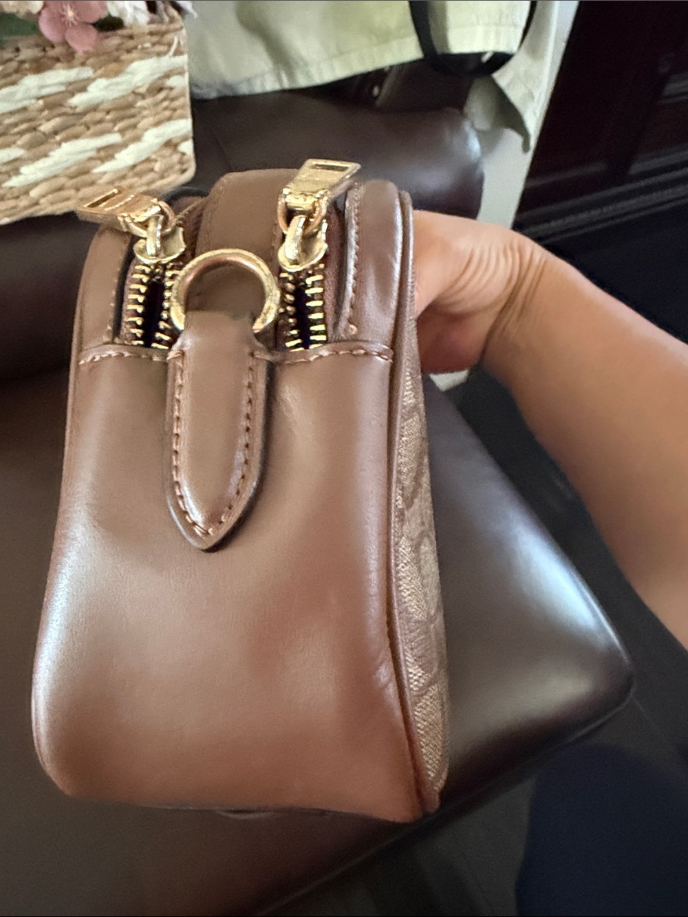 Coach Brown Signature Canvas Crossbody with Leather Trim - Picture 6 of 15